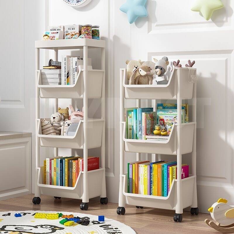 JOYNEST 5 Tier Movable Book Shelf Rack With Wheels Multi-Layer Book ...
