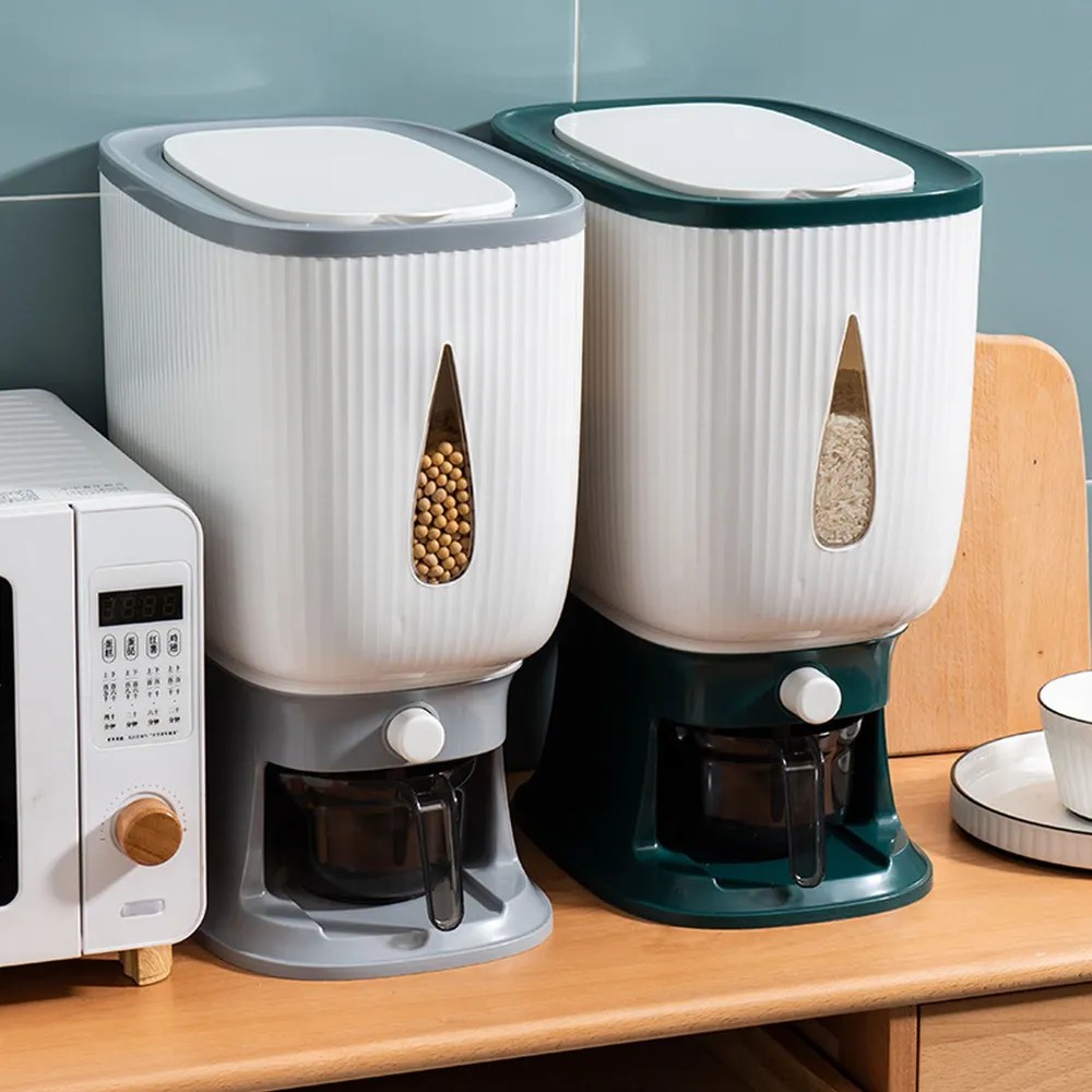 CLICK SHOPE Nordic Style Rice Dispenser Insect-Proof Press Rice Bucket ...