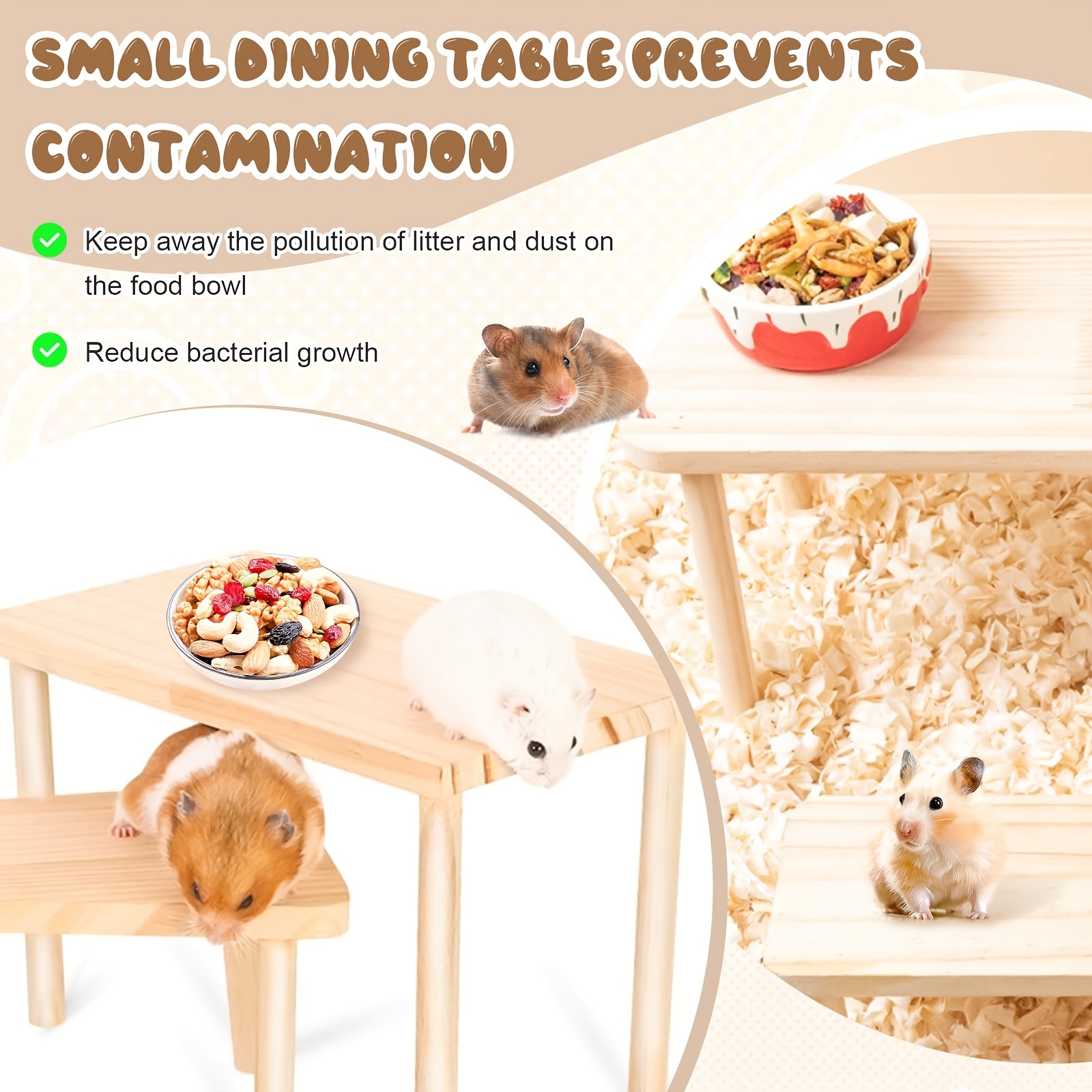 Wooden Multi-Level Hamster Platform - Durable Small Pet Cage ...