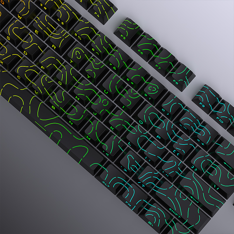 97 Keys White Contour Lines PBT Double Shot Keycaps Sidelit Light ...