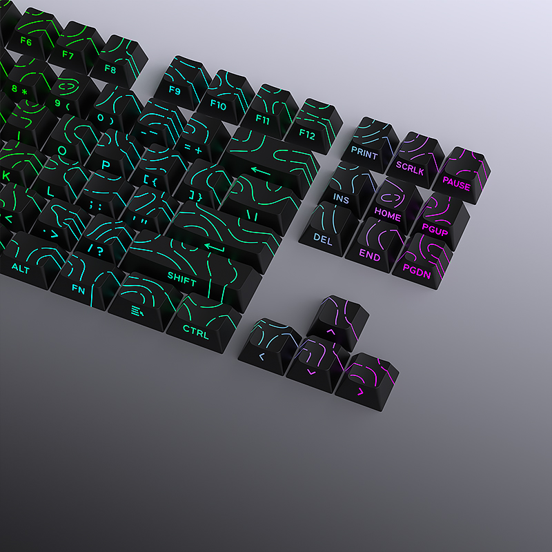 97 Keys White Contour Lines PBT Double Shot Keycaps Sidelit Light ...