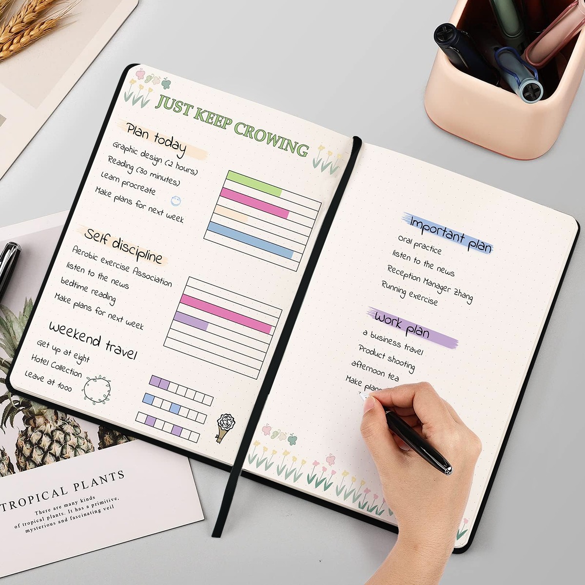 100GSM Bullet Dotted Notebook A5 Cloth Hardcover Journal Planner 160 ...