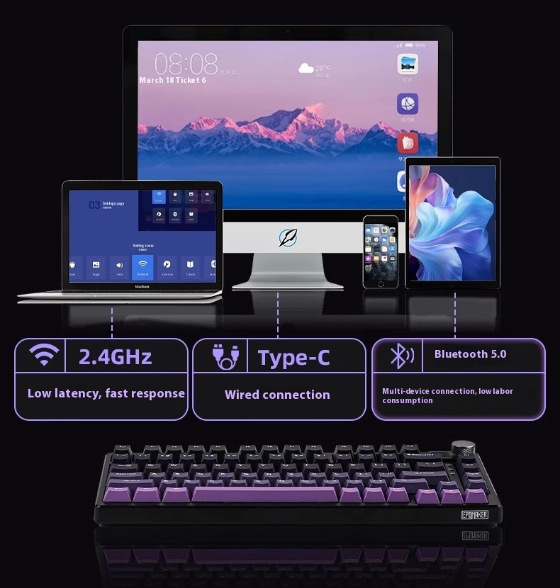 EPOMAKER HE75 Magnetic Wireless Keyboard 75% Hot swappable RGB GASKET ...