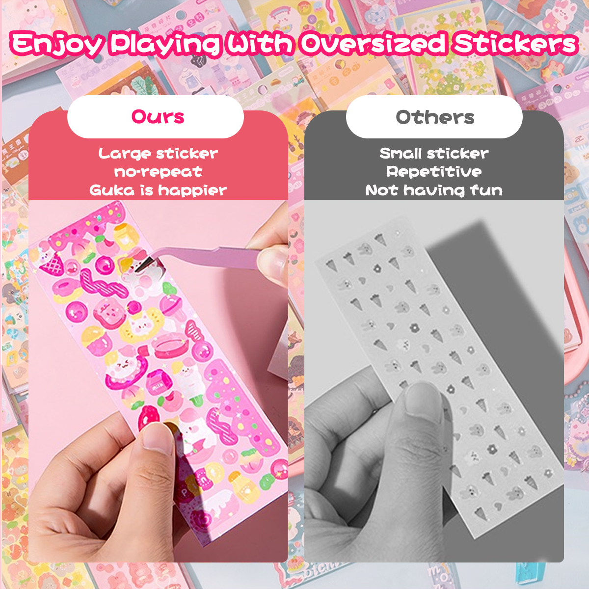 50Pcs Cute Guka Stickers Non-Repeating Hand Account Journal Scrapbook ...