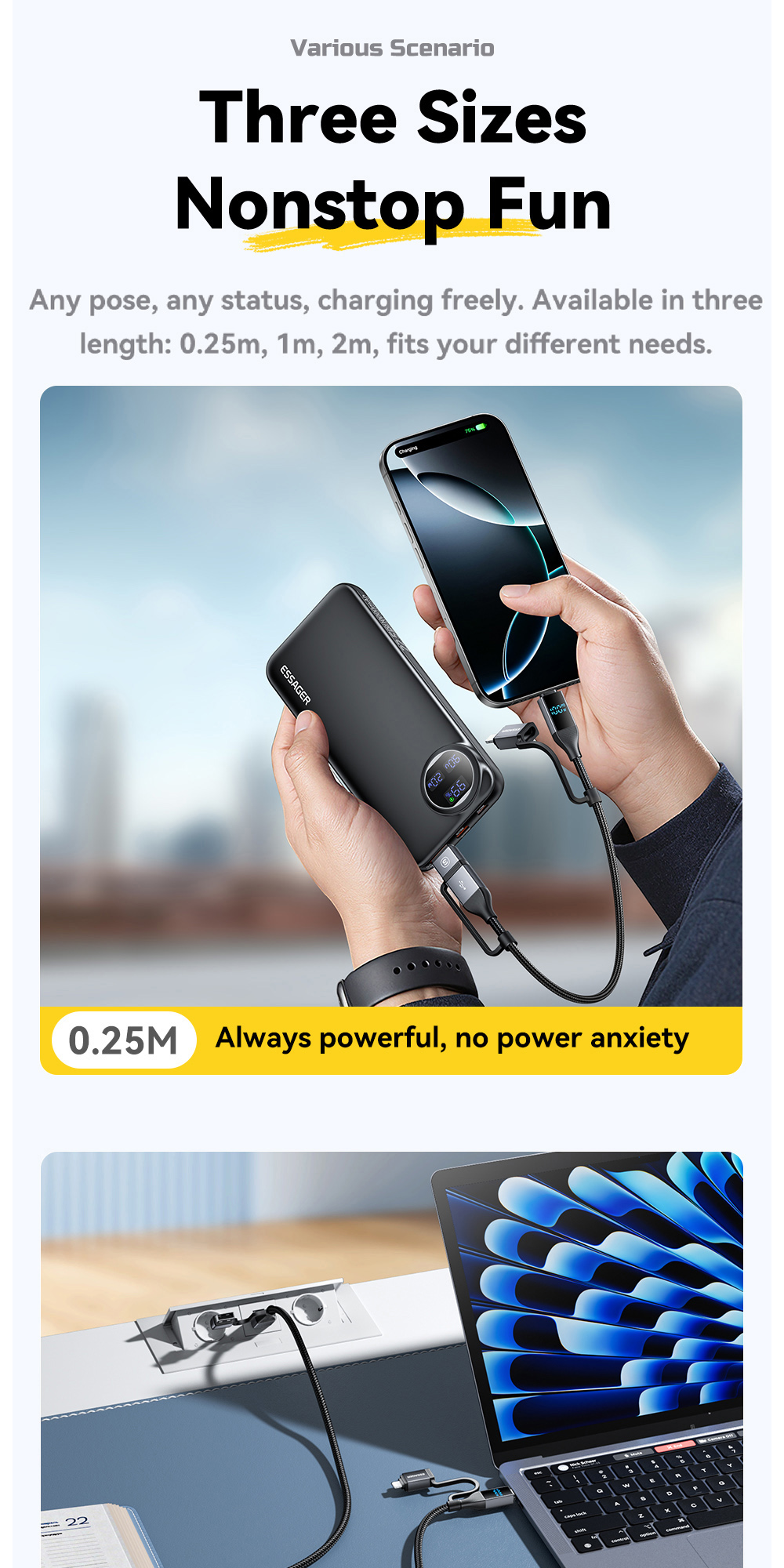 Essager 100W 4 IN 1 Fast Charging Cable PD 27W Type C 100W Multi ...