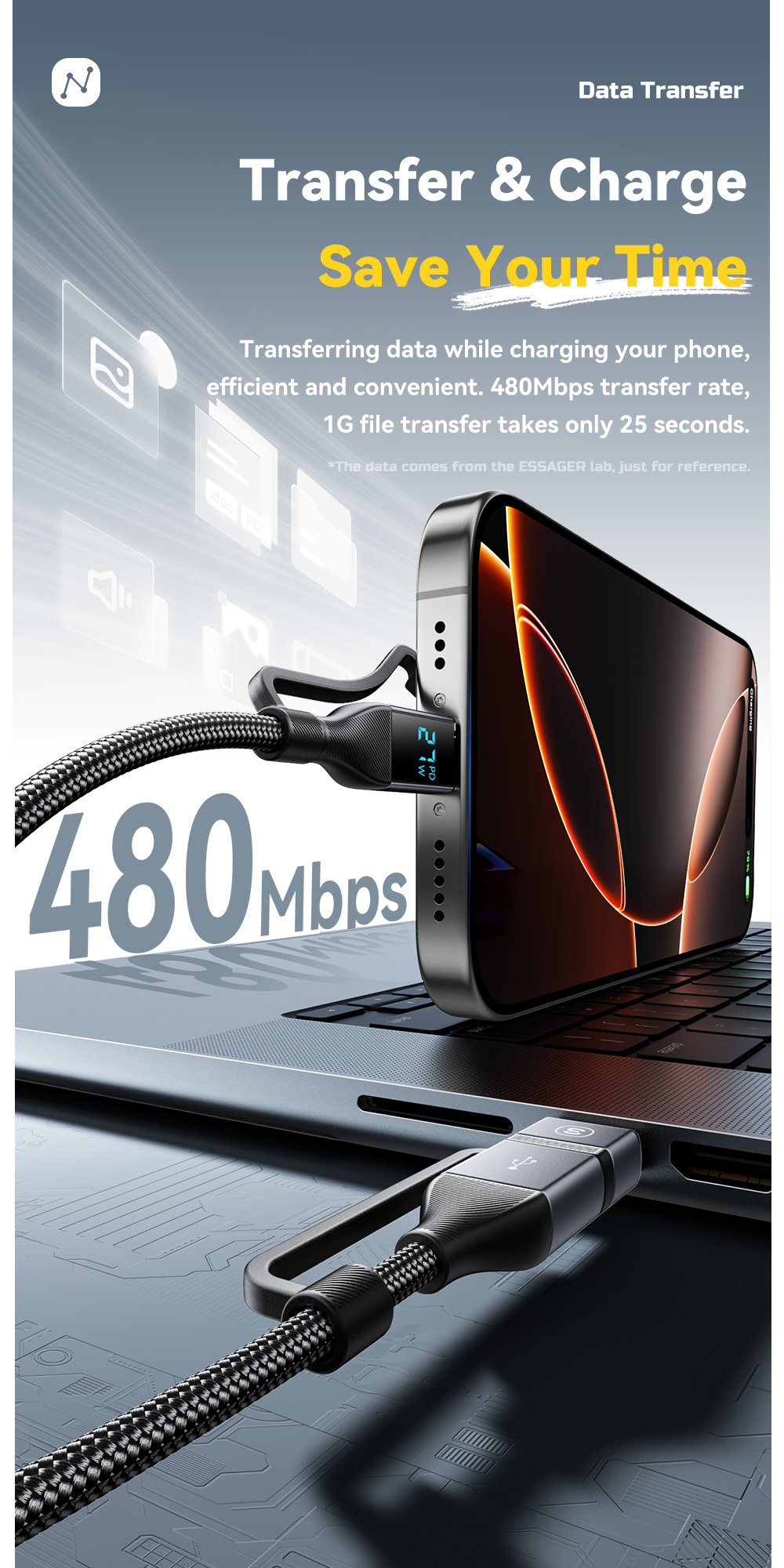 Essager 100W 4 IN 1 Fast Charging Cable PD 27W Type C 100W Multi ...