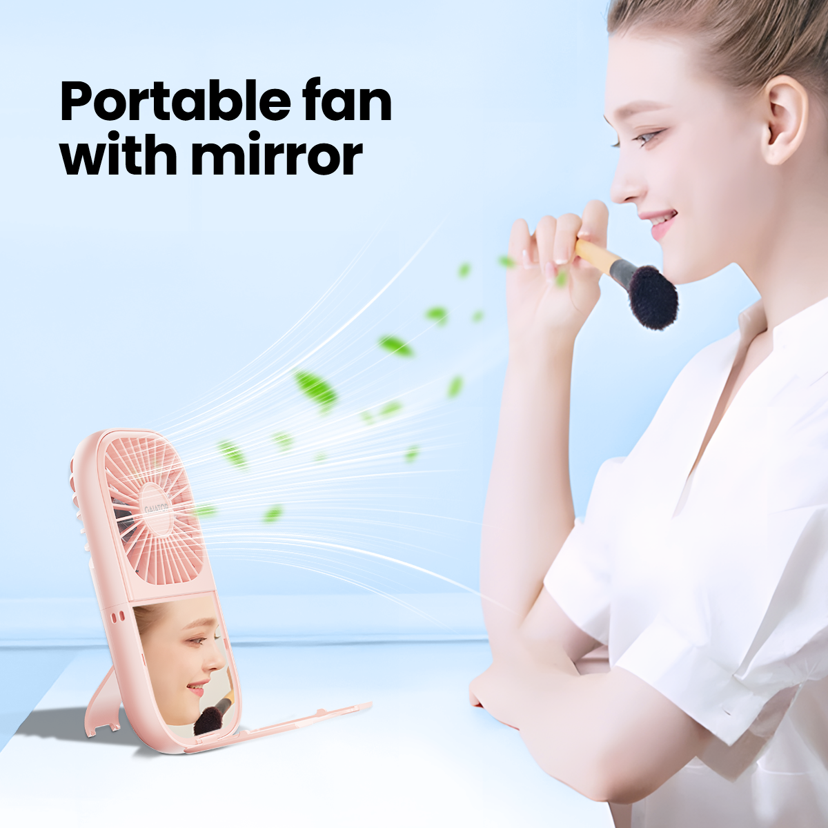 Gaiatop Portable Mini Mirror Desk Fan - 3 Speeds, Foldable Design ...