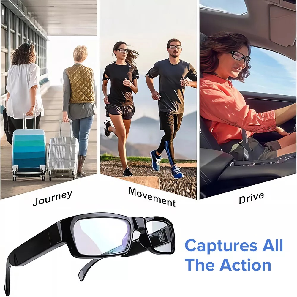2.7K WiFi Camera-bril – Draagbare Sportcamera Met Groothoeklens, 110°, 12MP Foto, 0.96 Inch IPS-scherm, Voor Outdoor En Fietsen