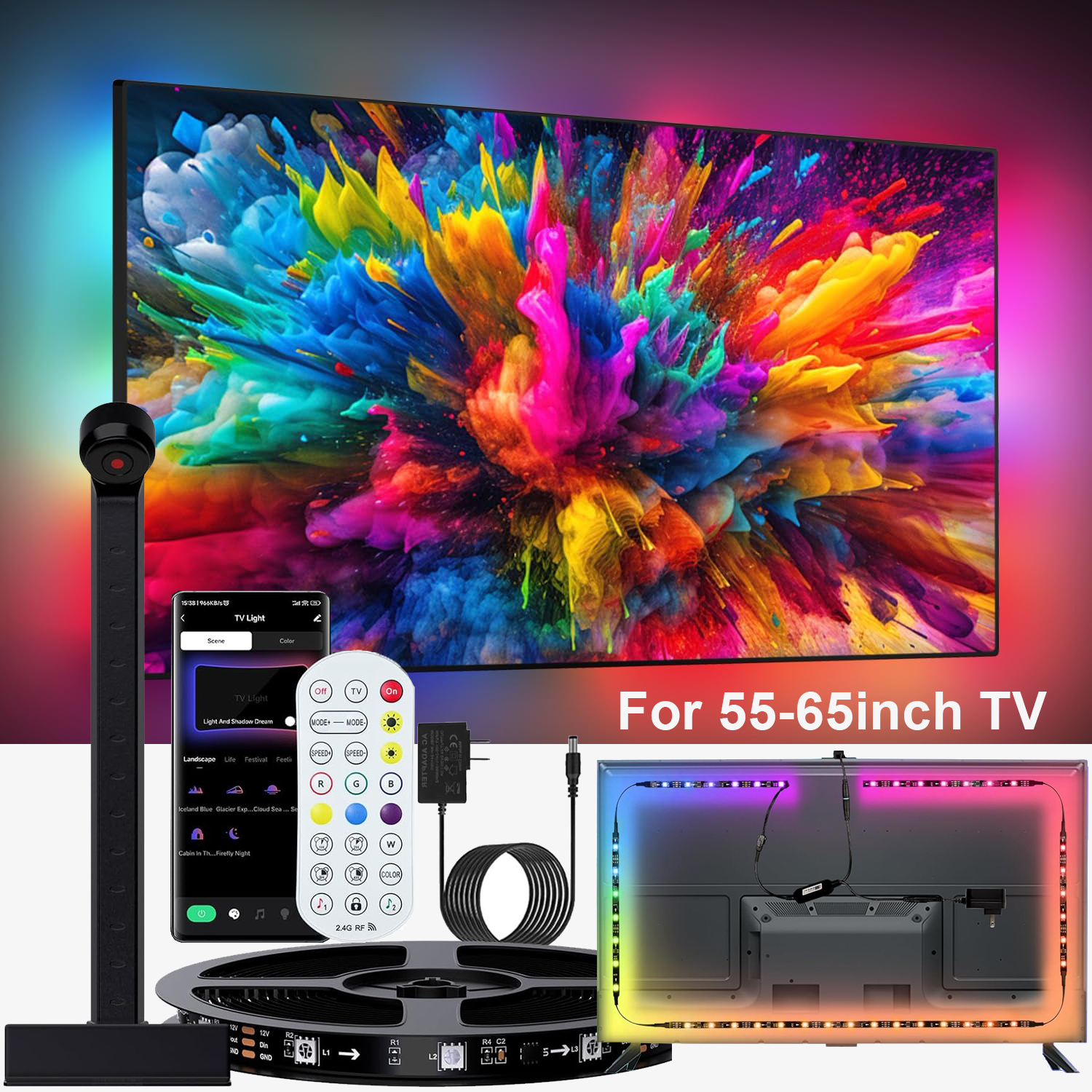 TV Backlight LED with Sensor for 55inch TVs Smart LED Strip Lights ...