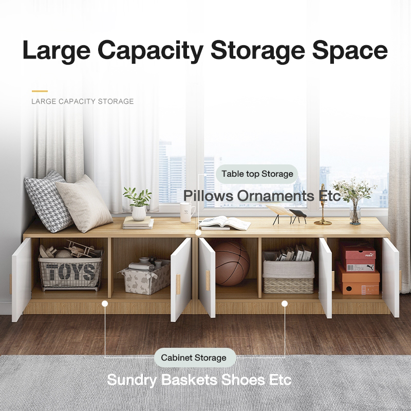 Household Bedroom Bay Window Storage Cabinet Wooden Balcony Storage ...
