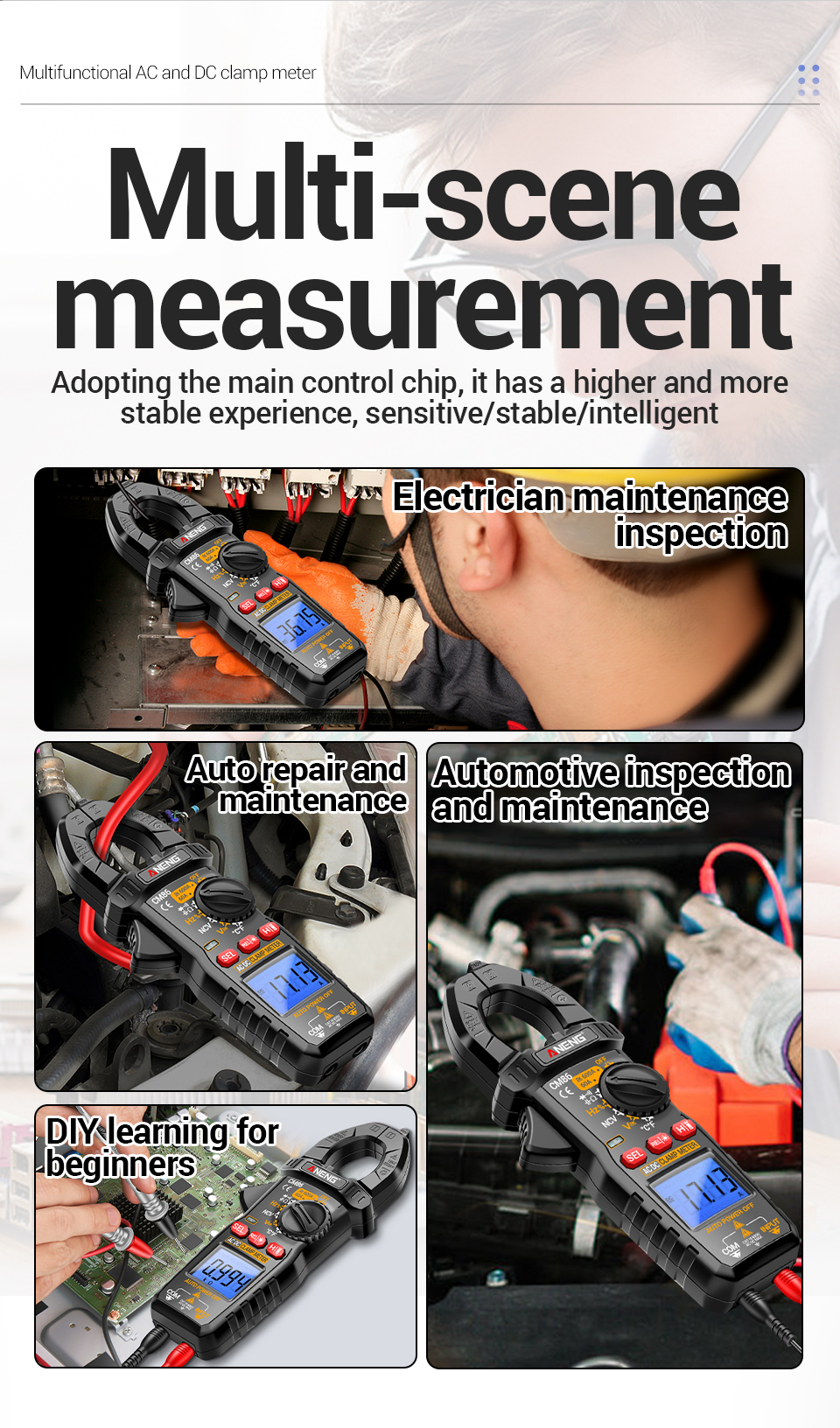 ANENG CM86 Clamp Meter - 600A AC/DC Current and Voltage Multimeter for ...