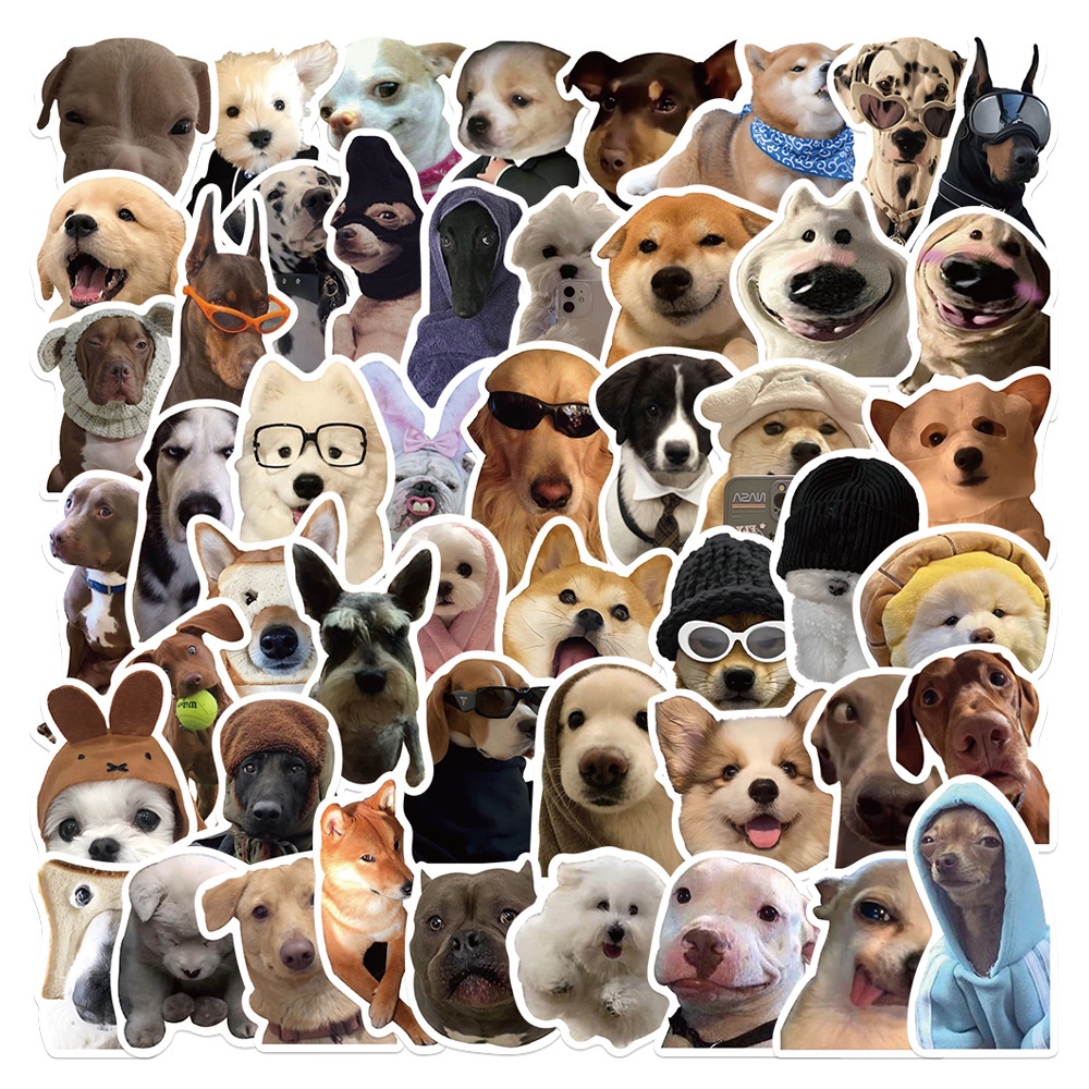 50PCS Cute Dogs MEME Waterproof Stickers For PHONE Case Notebook Helmet ...