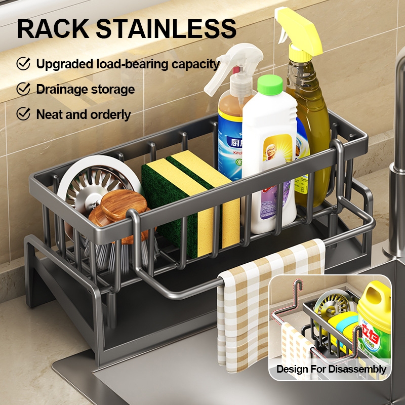 [3 in 1] Kitchen Sponge Storage Rack Stainless steel kitchen sponge ...