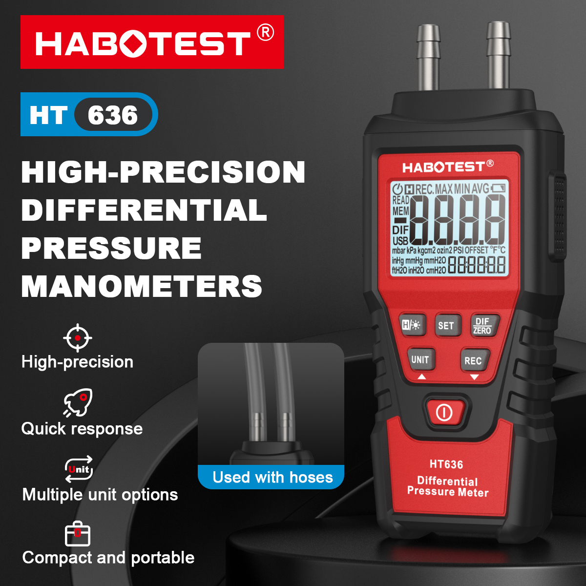 【Local Stock】HABOTEST⭐HT636 High-Precision Differential Pressure ...
