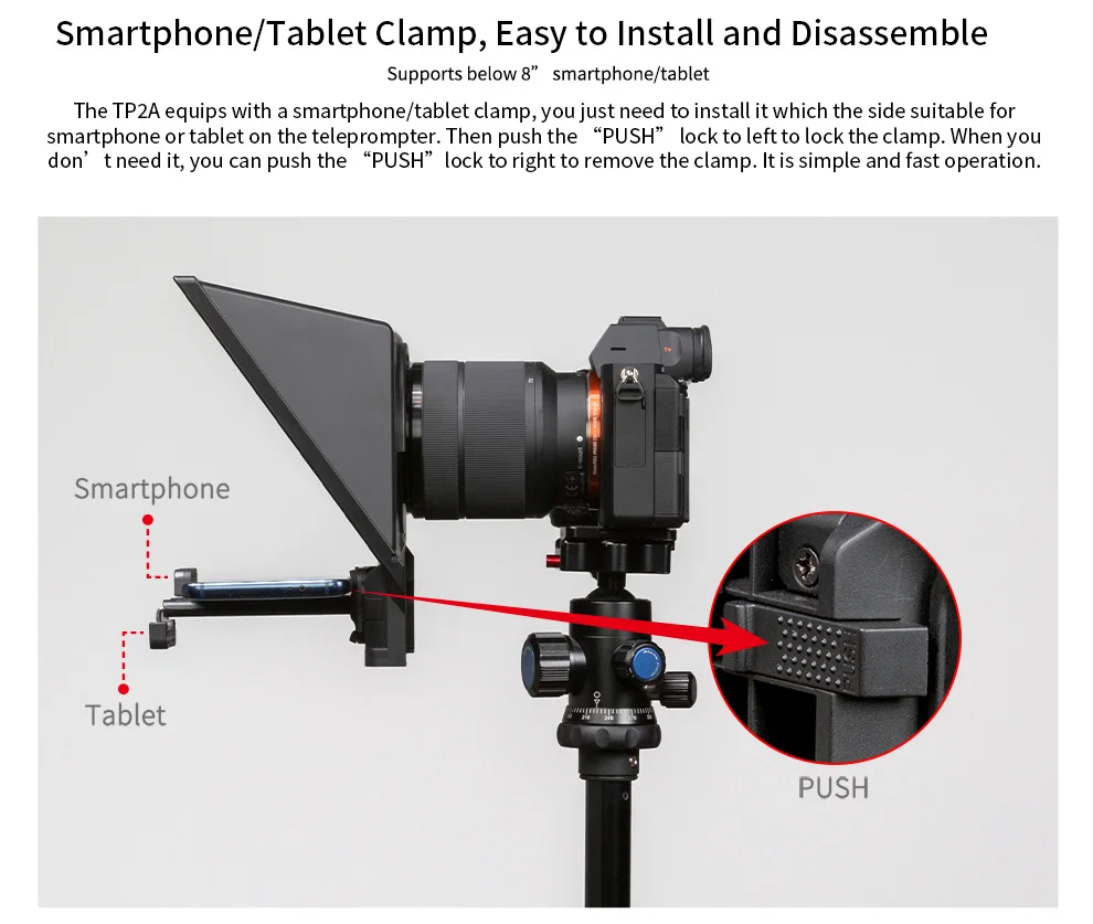 FEELWORLD TP2A 8 inch Mini Teleprompter Portable Supports Under ...