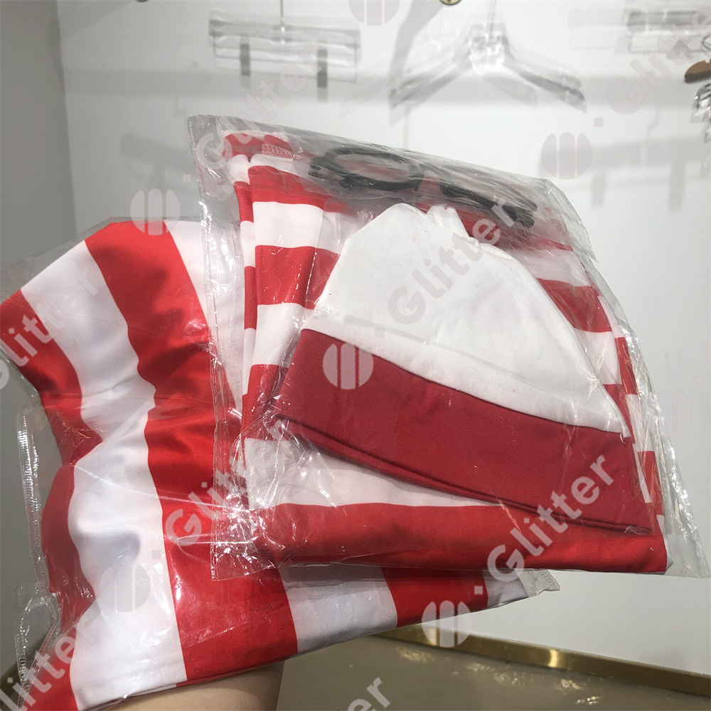 Wheres Wally? Licensed Costume Adult Red White Blue Trousers Top Hat and Glasses