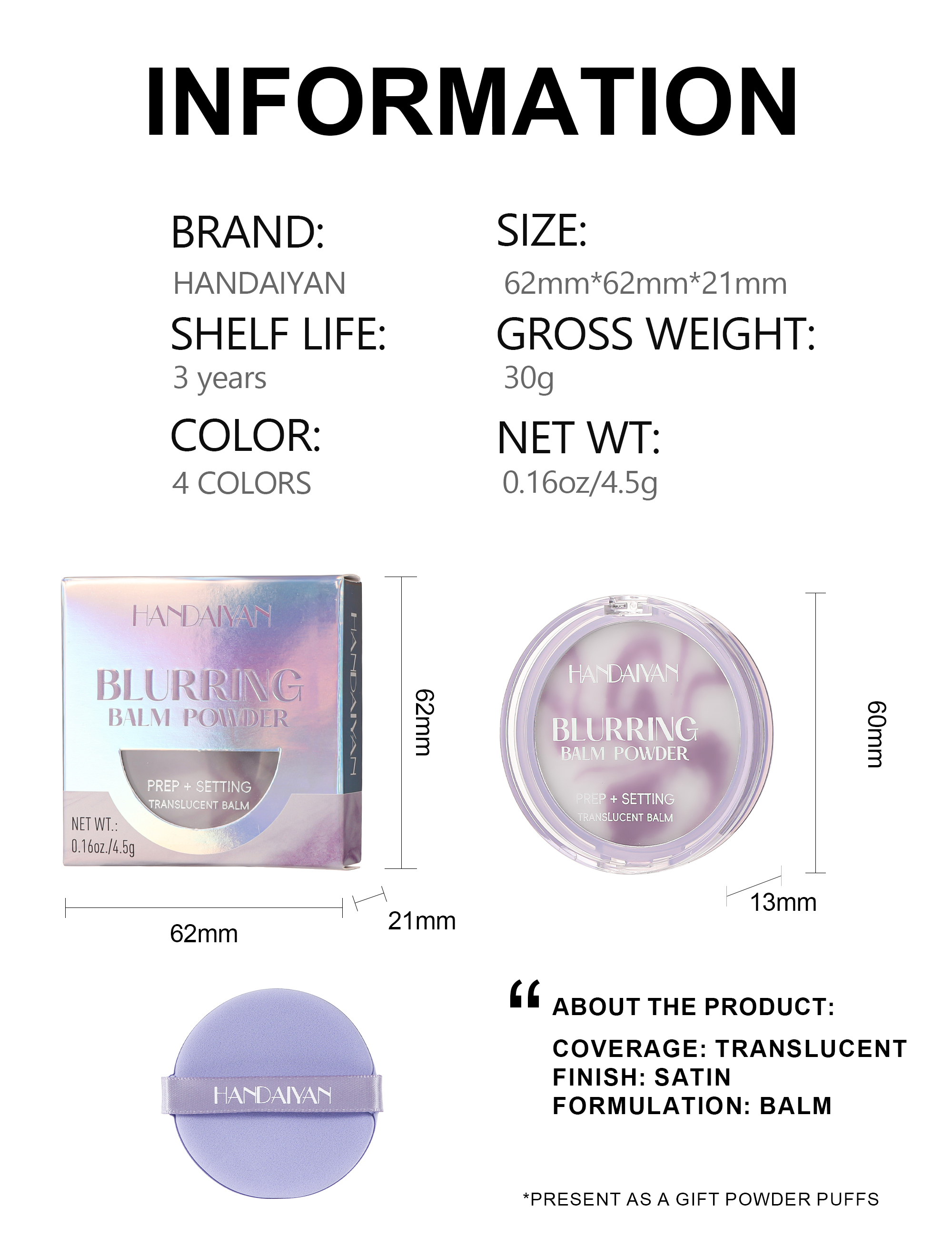 Light Mist Waterproof Oil Control Matte Concealer Setting Cream with ...