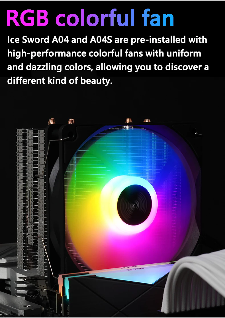 HUANANZHI A04 4 Heatpipes CPU Cooler 3PIN RGB Quiet Fan Air Cooling CPU ...