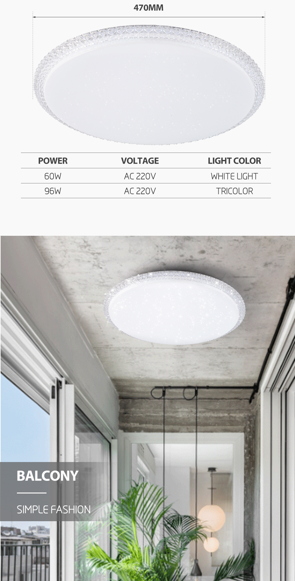 DingDian LED Modern Round Ceiling Light with Crystal Decor, Starry Sky ...