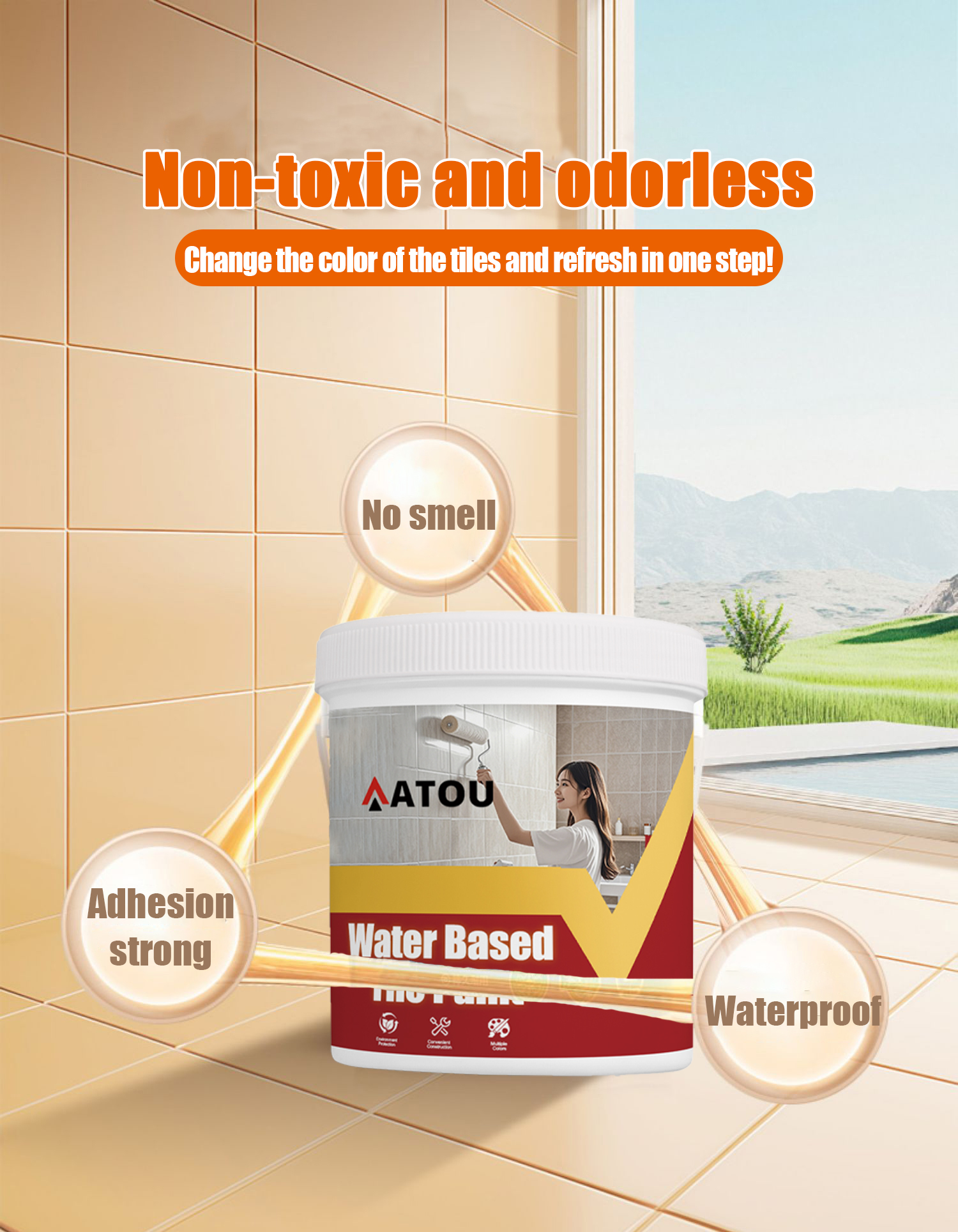 Tile Paint Tile Renovation Paint Bathroom/Floor Tiles Waterborne Tile ...