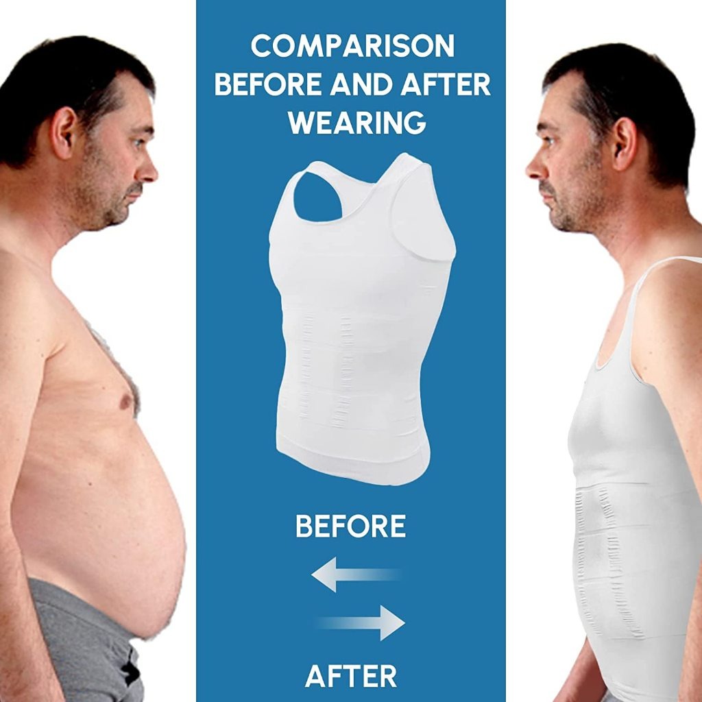 Men's Elastic Shapewear Slimming Undershirts Body Shaper Compression ...