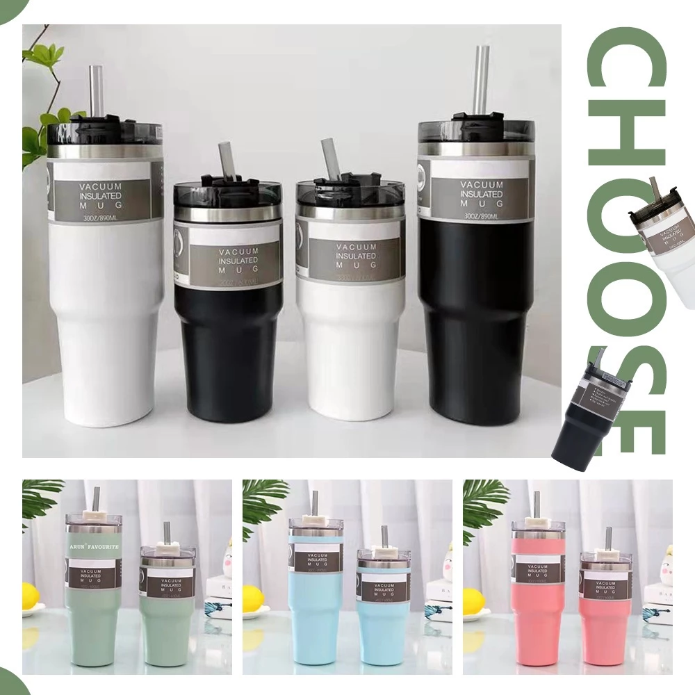 TIDY Thermos Cup Stainless Steel Vacuum Tumbler with Straw Hot And Cold ...