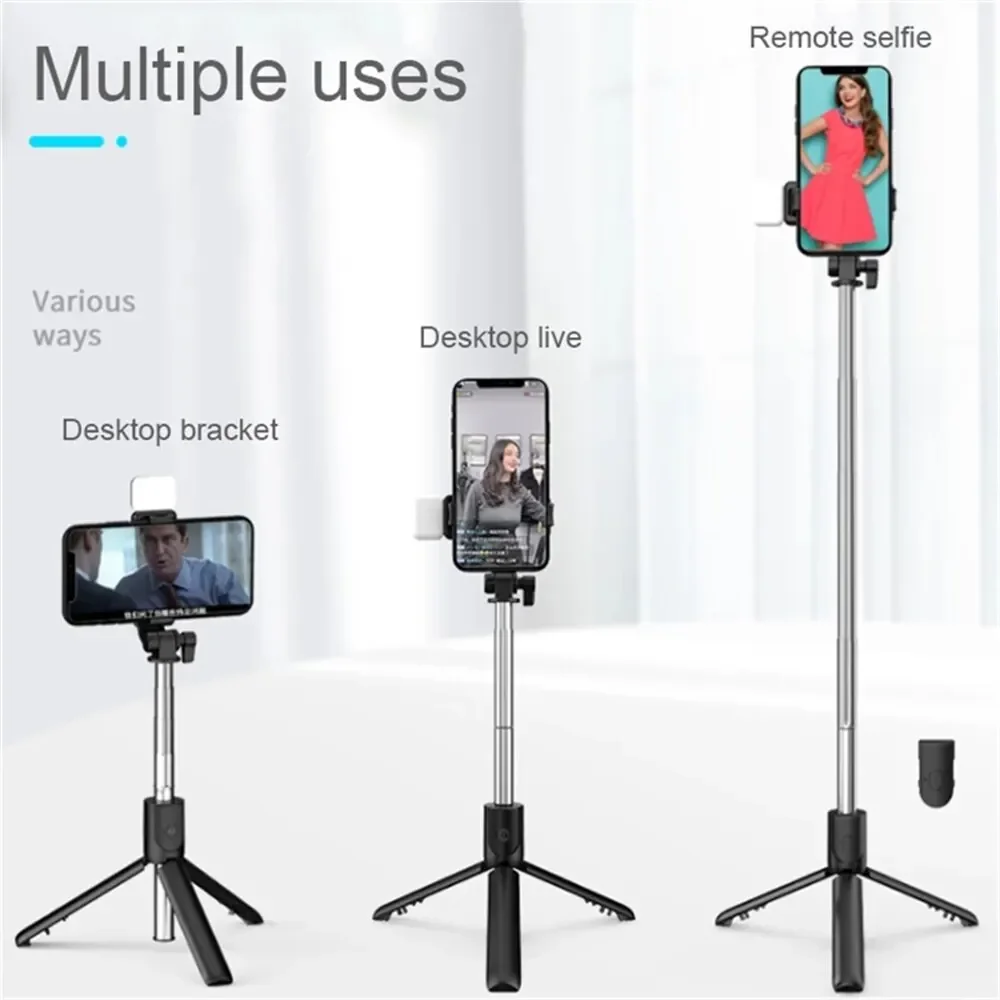 R1S 4-in-1 Selfie Stick Tripod - LED Light Monopod & Bluetooth Remote ...