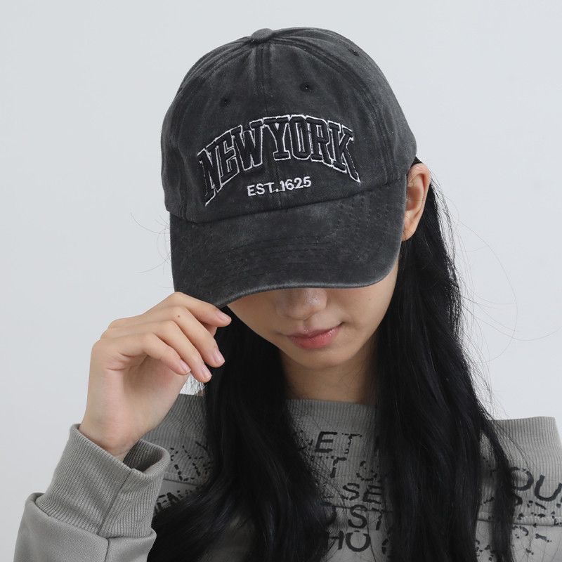 Vintage Washed Cotton Baseball Cap Distressed Embroidered Letter ...