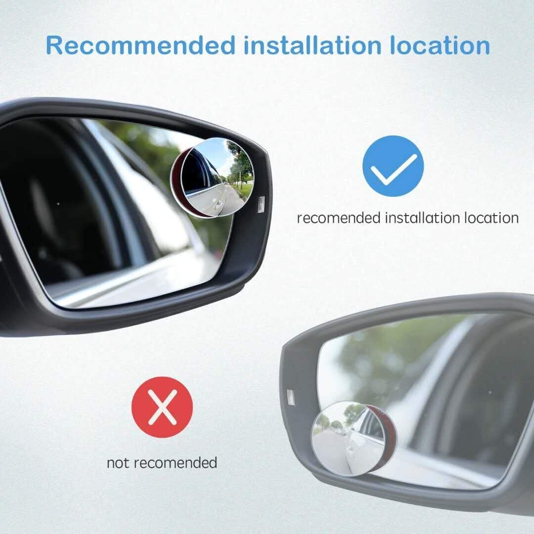 2pcs convex mounted auxiliary rear-view mirror 360 degree rotation wide ...