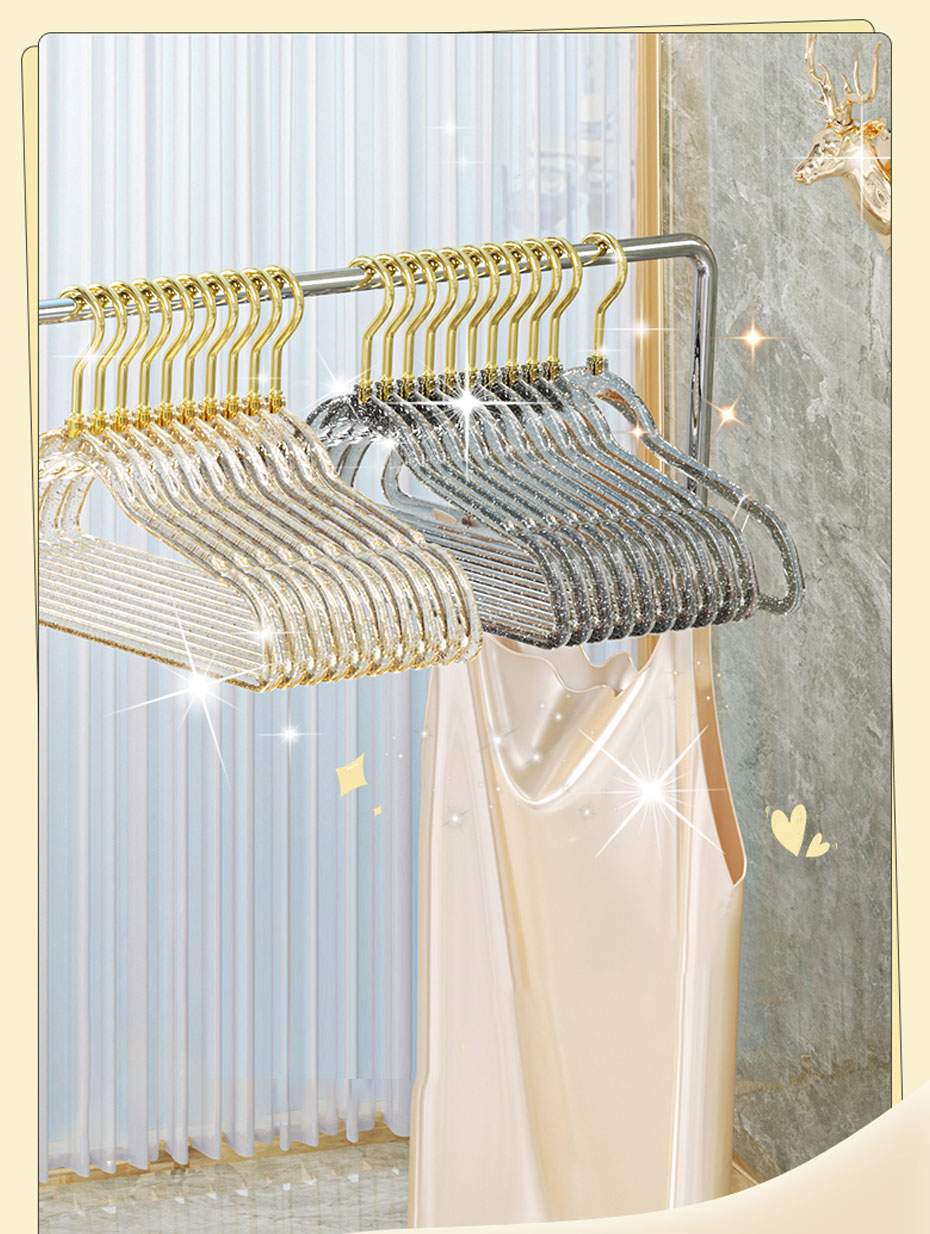 30pcs Acrylic Girly Transparent Crystal Hanger Anti-Slip Clothes Hanger ...