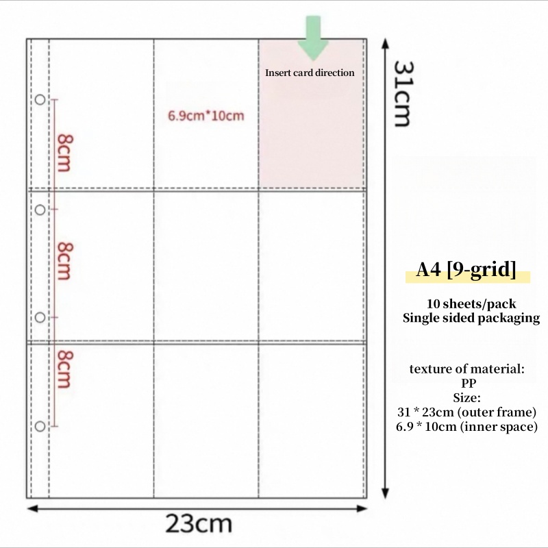 10 Sheets/Pack A4 four hole PP inner page Diy Photo Album Card Booklet ...