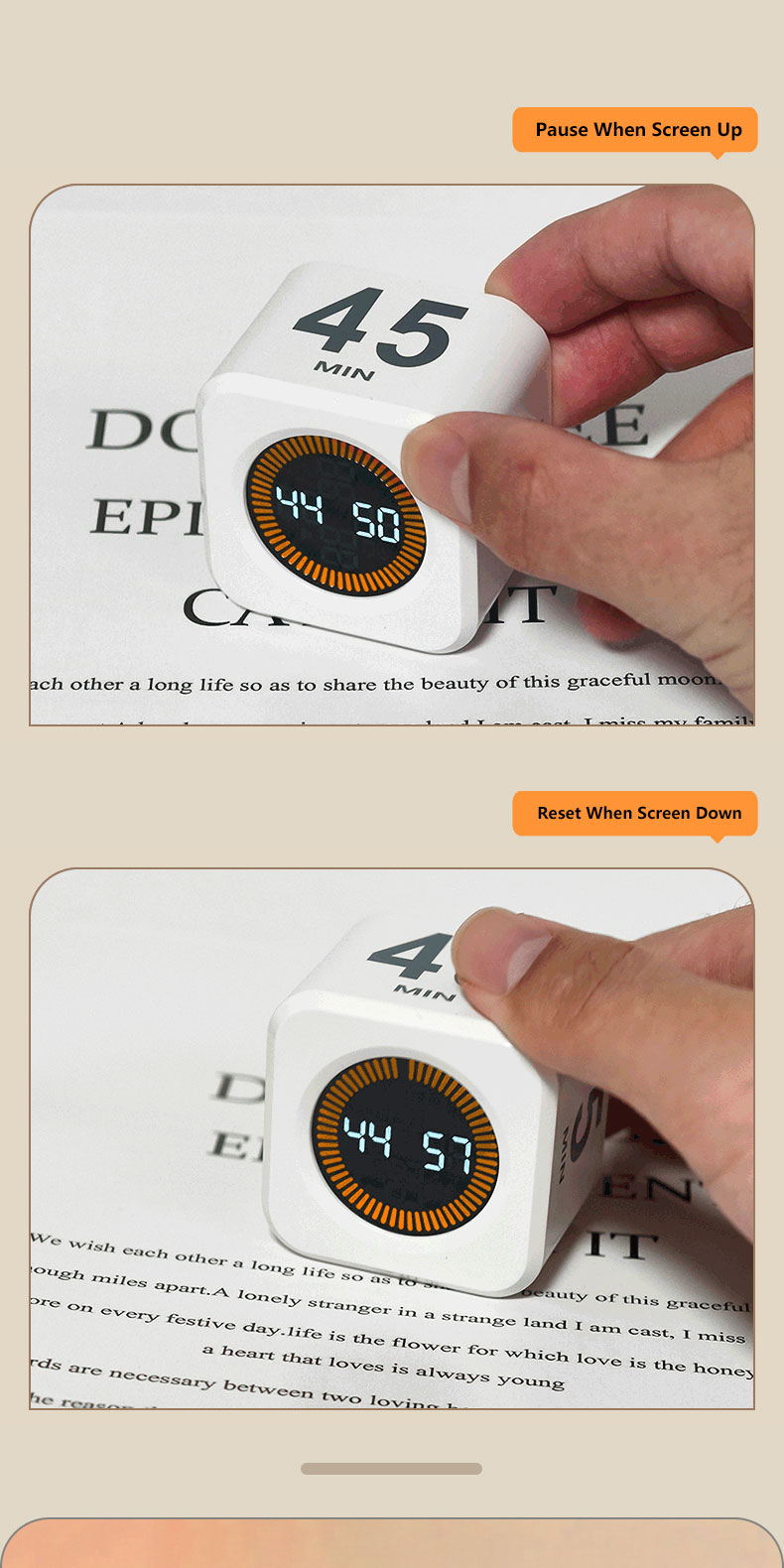 Gryno Digital Cube Timer With Alarm Custom Set Time 0-99 Minutes Flip ...