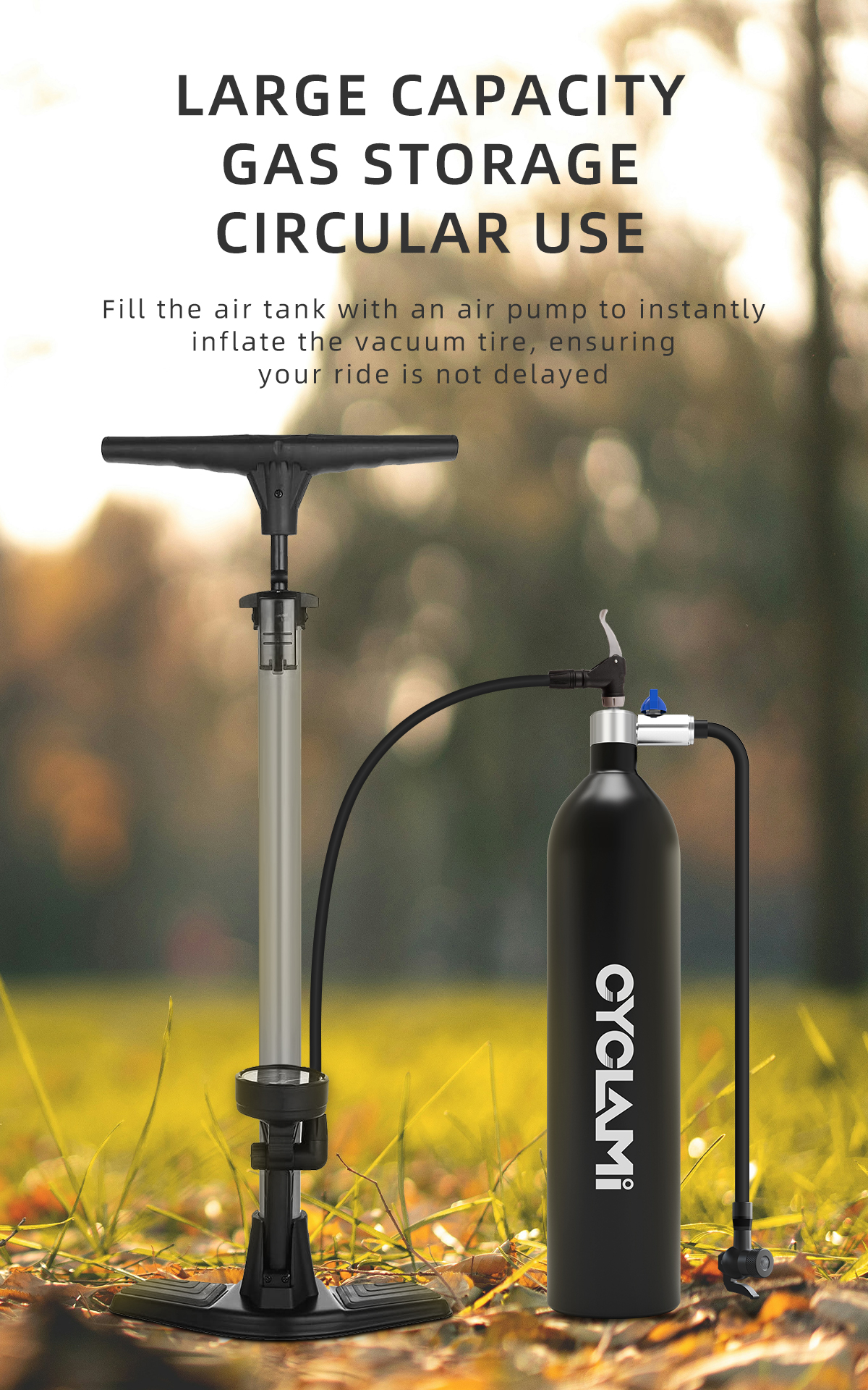 CYCLAMI 1.3L Aluminum Alloy MTB Road Inflator Tyre Air bottle Tire ...