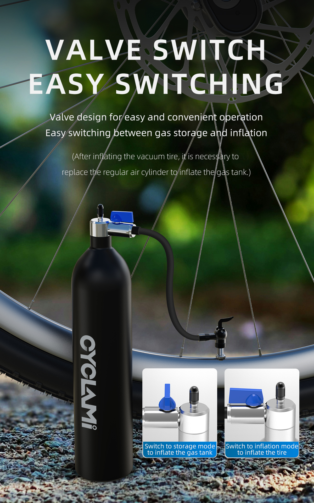 CYCLAMI 1.3L Aluminum Alloy MTB Road Inflator Tyre Air bottle Tire ...