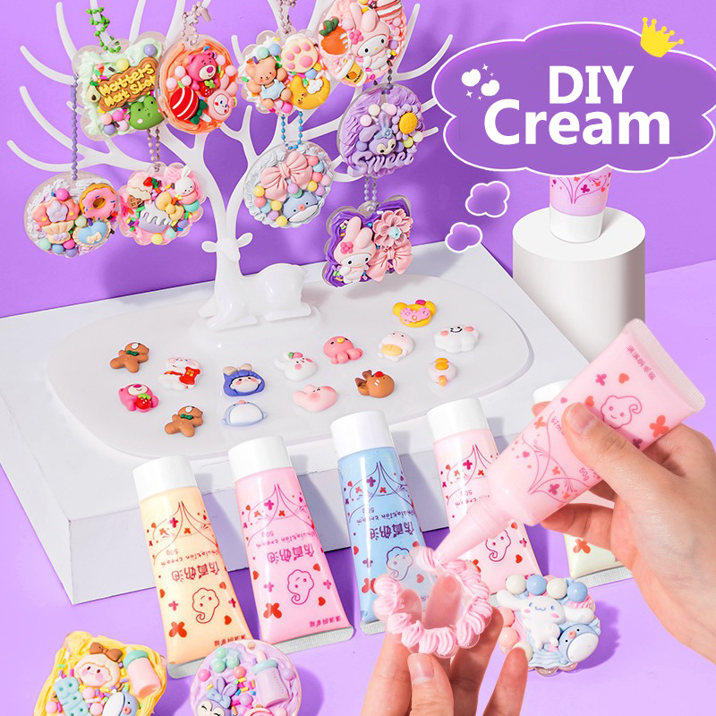DIY Keychain Guka Cream Glue Set Cartoon Sticker Set Toys for Kids Girl ...