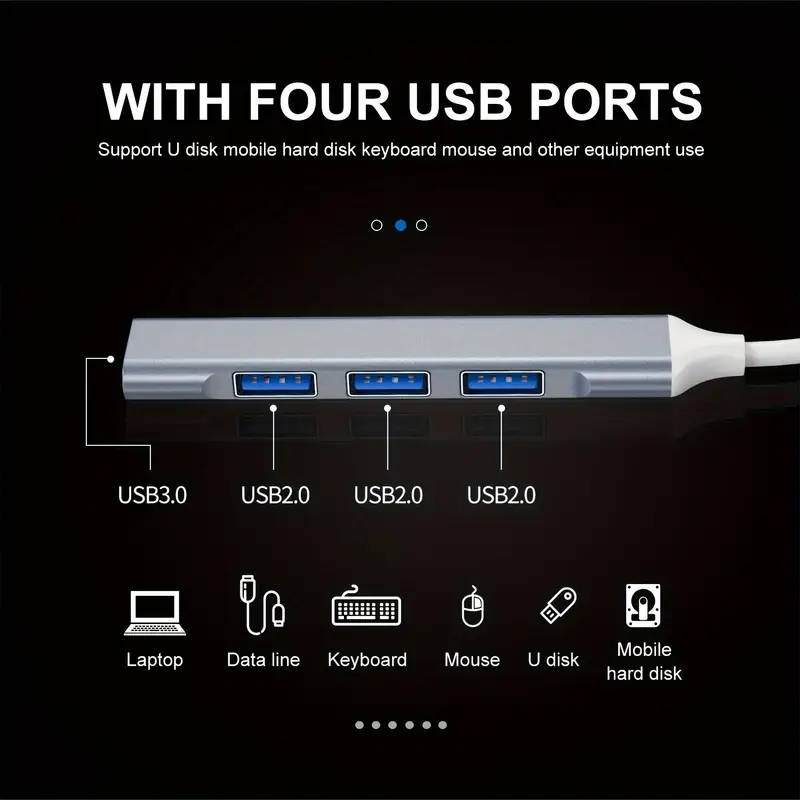 Type C HUB Adapter USB Port 4 in 1 High Speed Data Transfer for Laptops ...