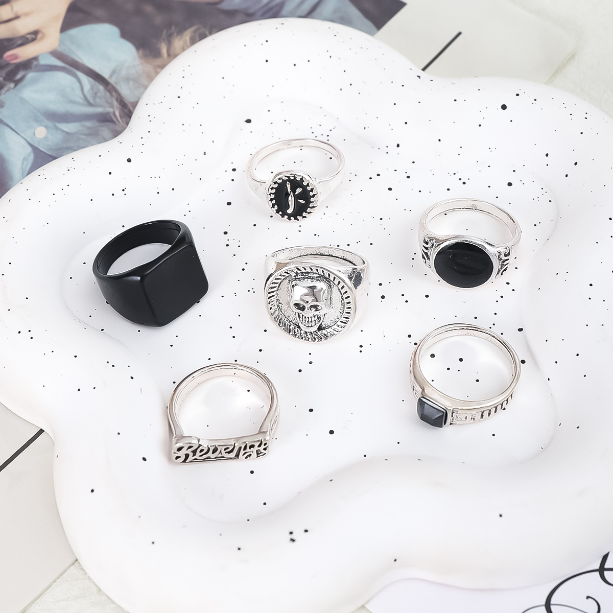 6pcs Gothic Skull Rings Set Stackable Mens Fashion Jewelry Gift for ...