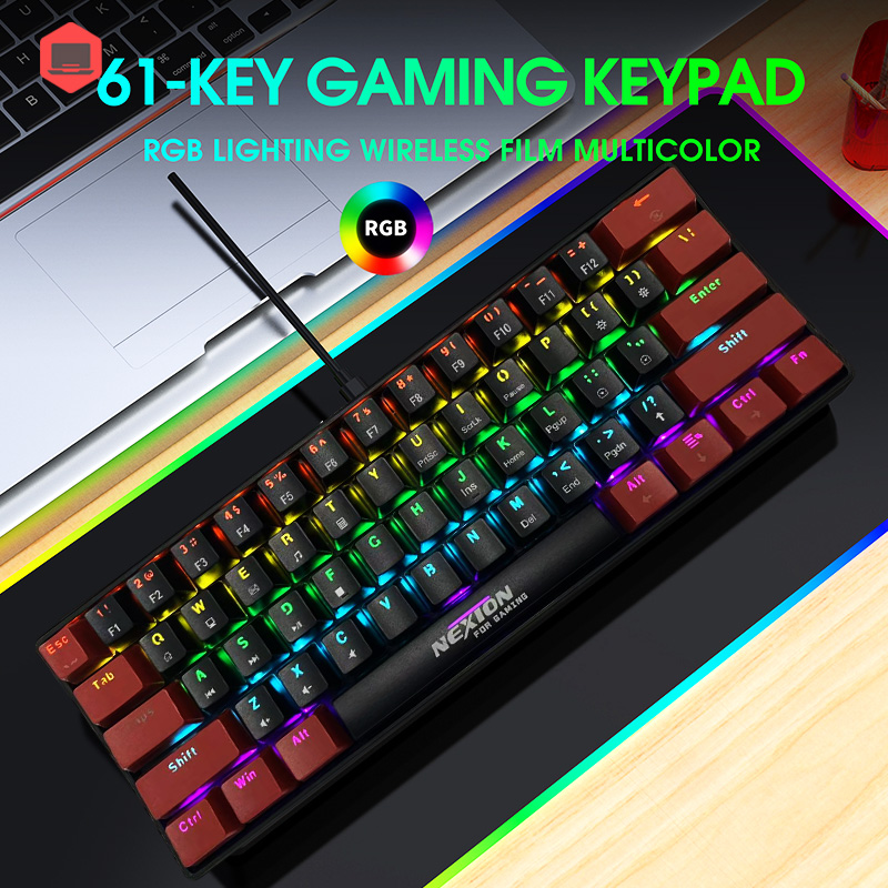 Nexion Wired Mechanical Keyboard Hot-swap LED Backlit Type-C Mode 61 ...