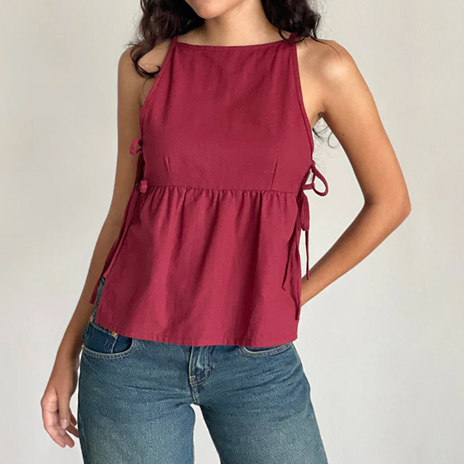YEAR OF OURS Womens Twist Front Tie Dye Sleeveless Crew Neck Tank Top