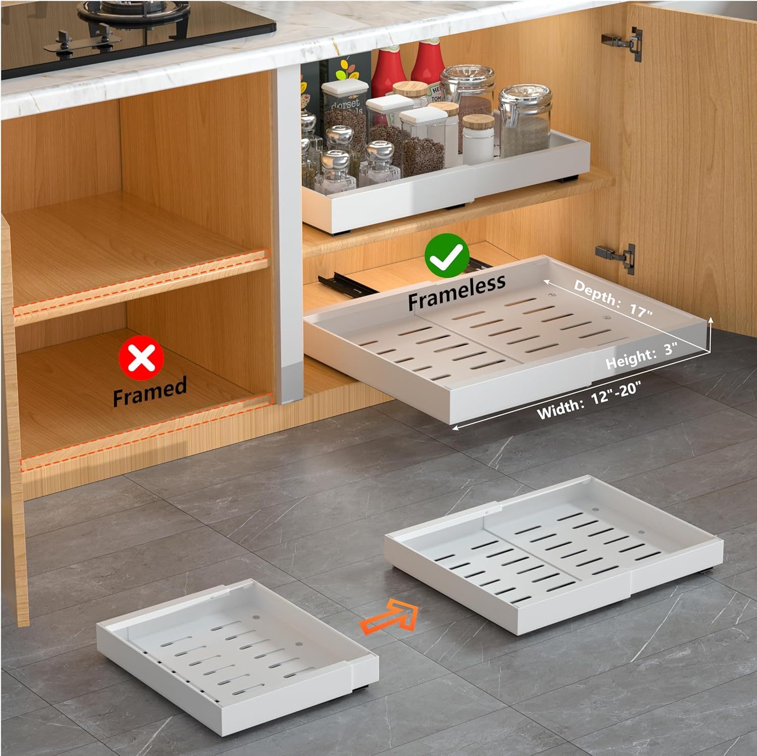 Pullout Basket Drawer For Kitchen Cabinet Sliding Storage Rack ...