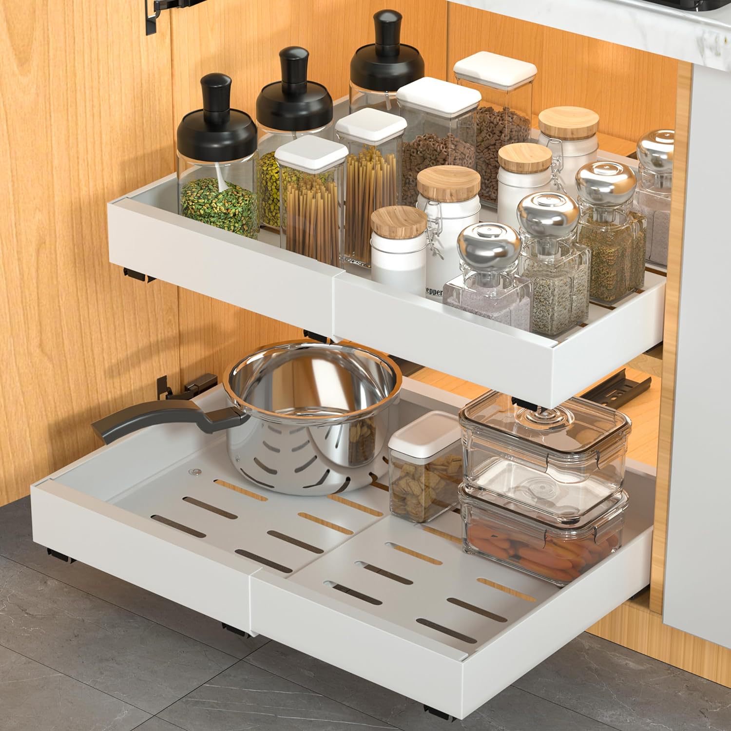 Pullout Basket Drawer For Kitchen Cabinet Sliding Storage Rack ...