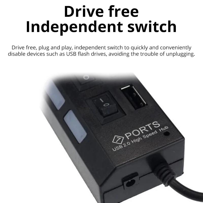USB Port 7 in 1 USB2.0 Hub with Independent Switch Expansion Splitter ...
