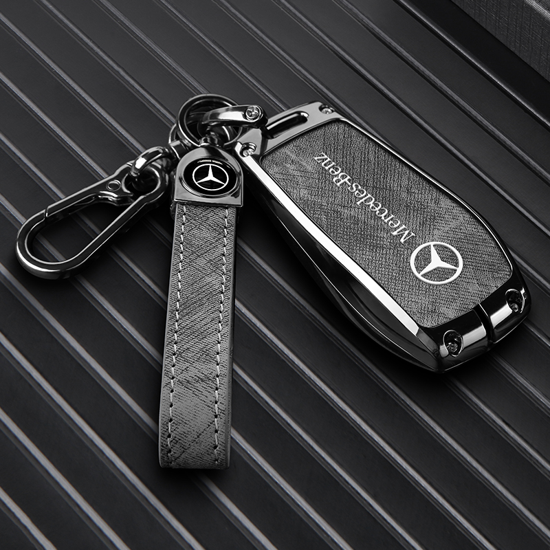 [Alloy+leather]Car key Case Cover for Mercedes Benz C E S M CLS CLK G ...
