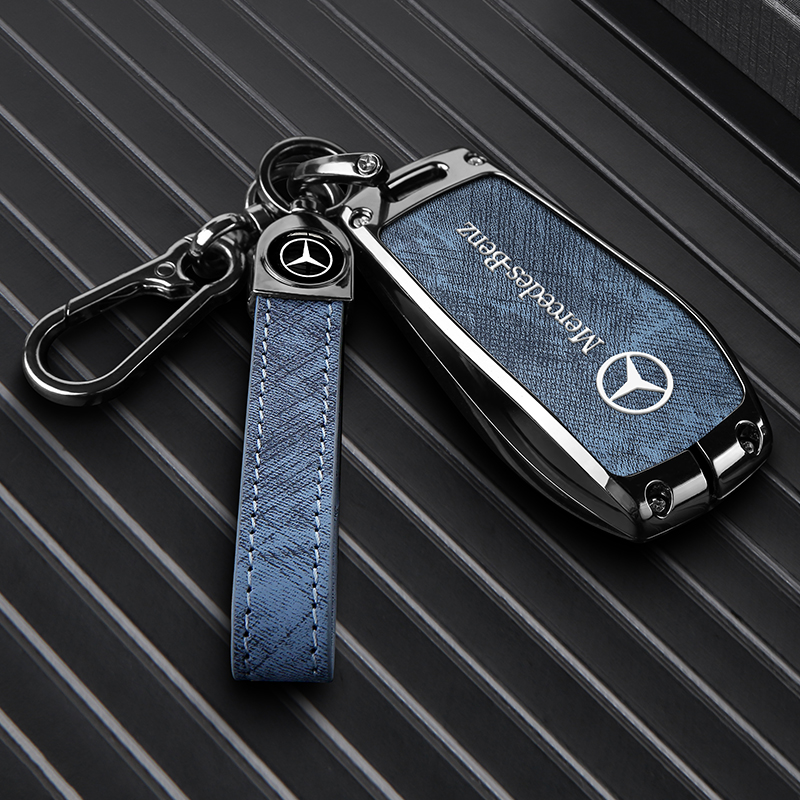 [Alloy+leather]Car key Case Cover for Mercedes Benz C E S M CLS CLK G ...