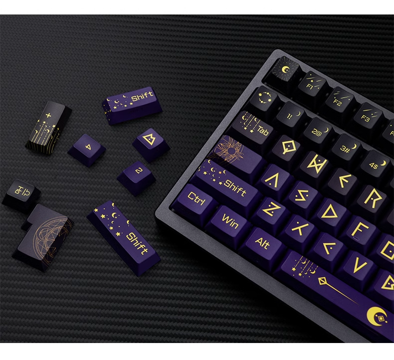 Night Sky Fantasy side transparent keycaps 130 keys PBT OEM DYE-SUB ...