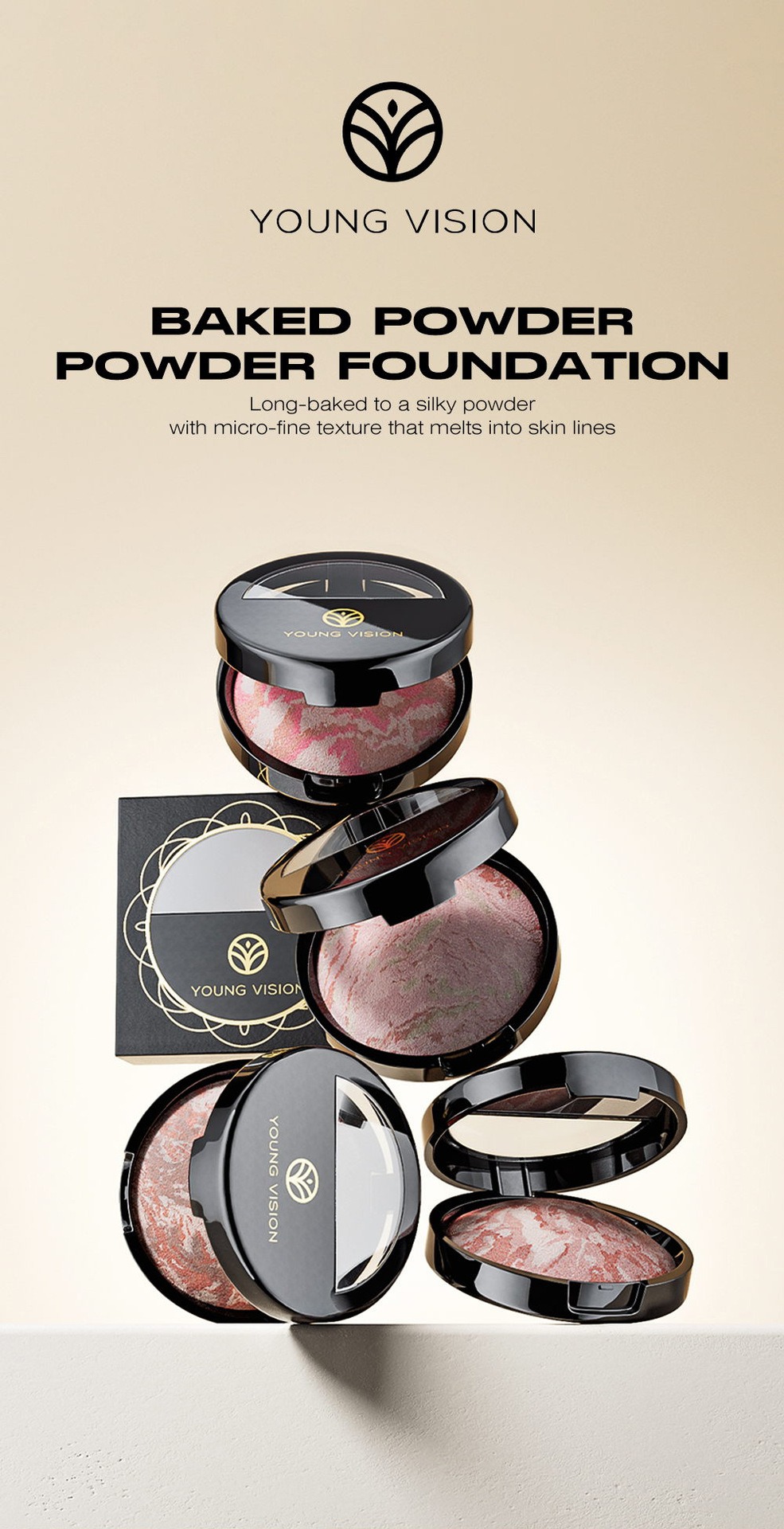 YOUNG VISION Foundation Compact has a fine and smooth powder texture ...