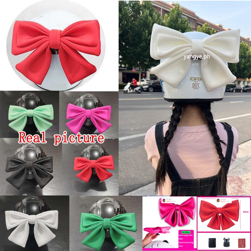 28cm Helmet ribbon for Women Dual-color Cute Bow Accessories helmet ...