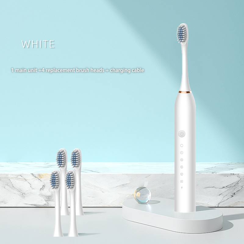 Adult rechargeable sonic toothbrush with soft bristles and smart ...