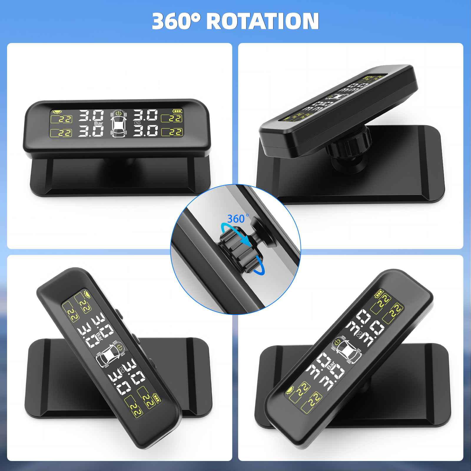 TPMS Smart car Tire Pressure Monitoring System Solar Digital LCD Screen ...