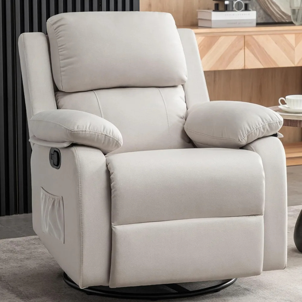 Recliner Chair, 360 Swivel Rocker Chair for Adults, Small Rocking Recliner  Chair for Small Spaces, Upholstered Fabric Glider